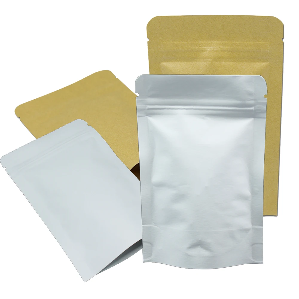 Zip Lock Clear Aluminum Foil Bags Reclosable Mylar Kraft Paper Packaging Pouches