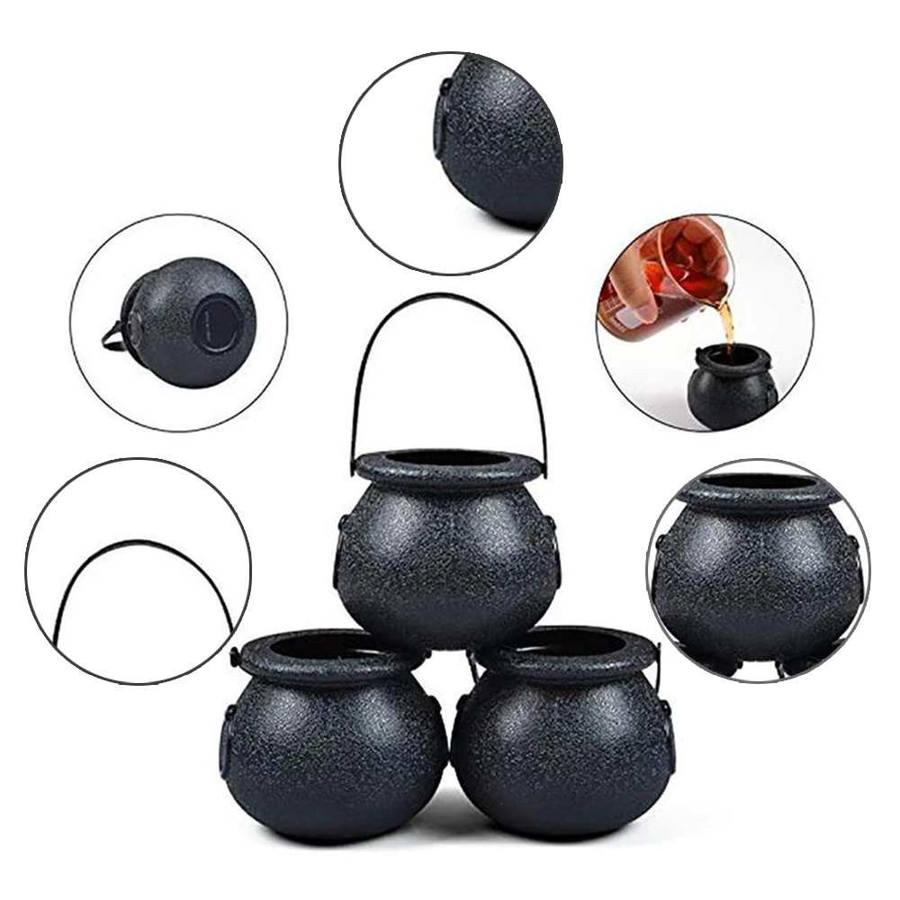 

Halloween Black And White Plastic Candy Box Skull Cauldron Candy Jar Gift Party Hanging Props Halloween Decoration