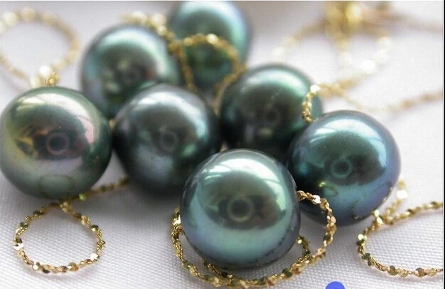 

HOT## Wholesale FREE SHIPPING >>> AAAAA++ 18" 8.5mm ROUND BLACK PEARL 14k yellow solid gold necklace