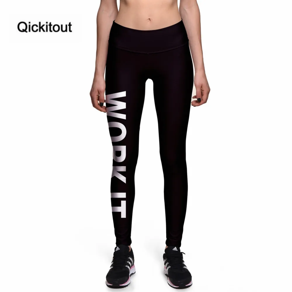 Qickitout леггинсы новое поступление белые буквы рабочие 3D печати модные женские новые брюки с высокой талией Леггинсы Брюки