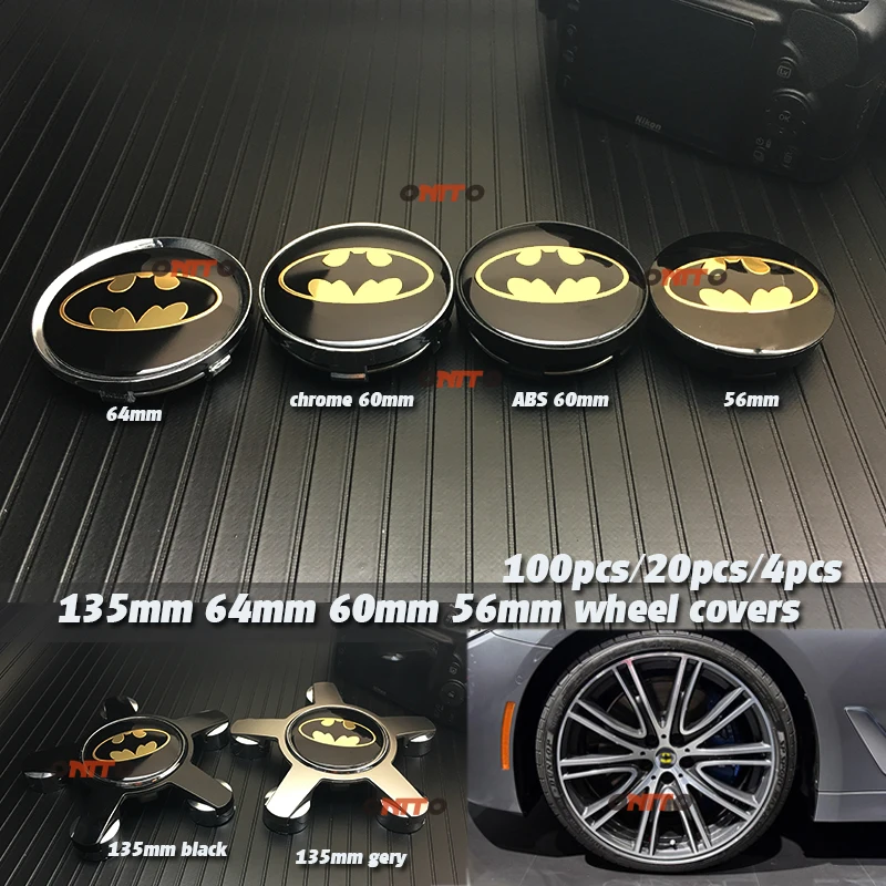 

Car Styling Reflective Batman Tyre Steering Wheel Center Hub Cap Car Bats Labels Car Stickers 135mm 56mm 64mm 60mm emblem covers