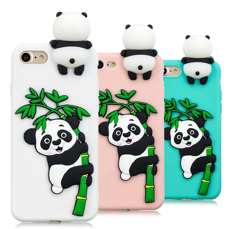 

Case on for iPhone 5 5s se iPhone 7 Cover Cute 3D Panda Silicone Case for Coque iPhone X 6 6S 7 8 Plus Phone Cases Capinha Women