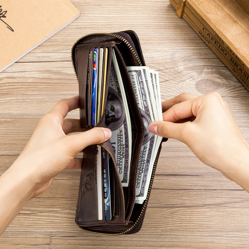 Brand Genuine Leather Men Wallets Short Coin Purse Small Retro Wallet Cowhide Leather Card Holder Pocket Purse Men Wallets 5