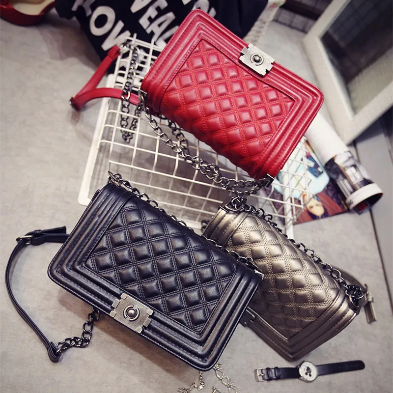 Women Bag 2016 Luxury Brand Handbags Vintage Plaid Small Bag Female Chain Crossbody Bags For Women Messenger Shoulder Bags 02