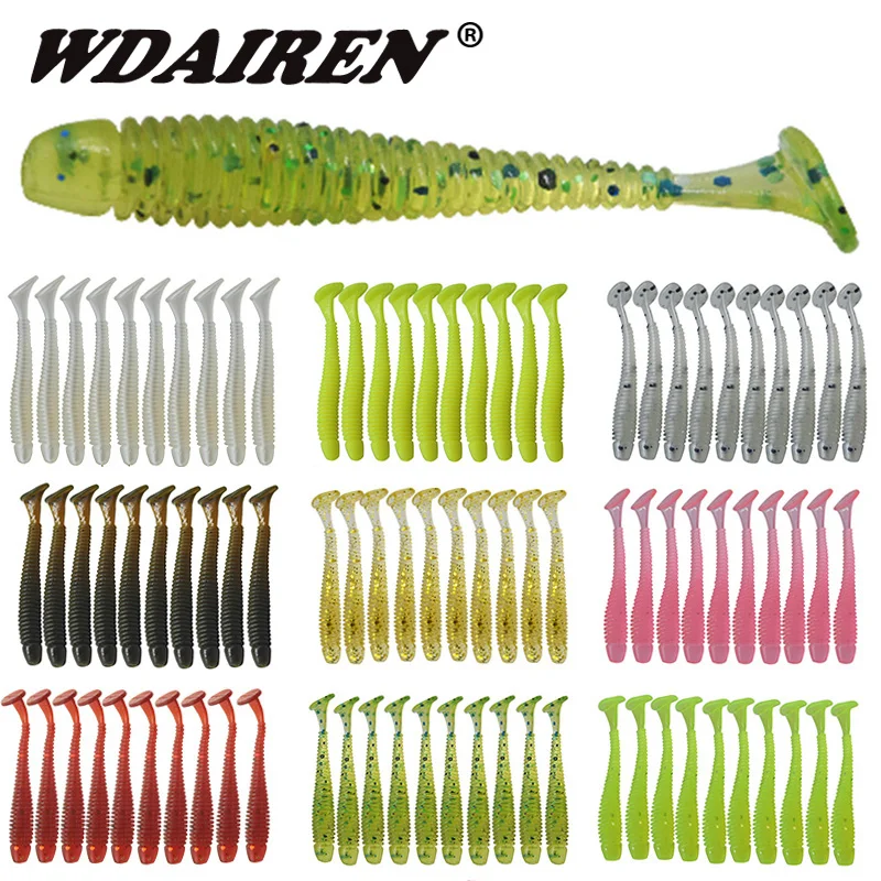 

20PCS Wobblers silicone soft Lure Worm spiral Carp fishing soft baits 45mm 0.7g Swimbaits tackle Artificial Rubber Bait Peche