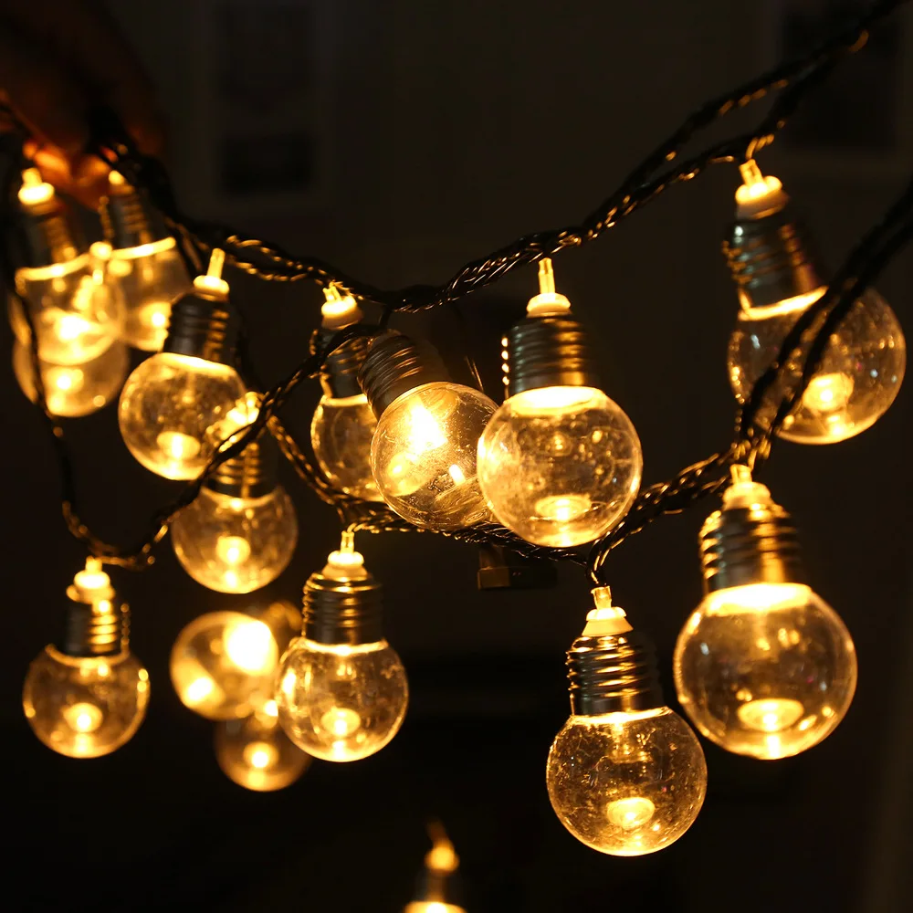 6M EU US Plug Led Holiday String Lamp 20 Leds Bulbs Plastic Strip Light 220V 110V Warm White Decoration for Home Christmas Party (12)