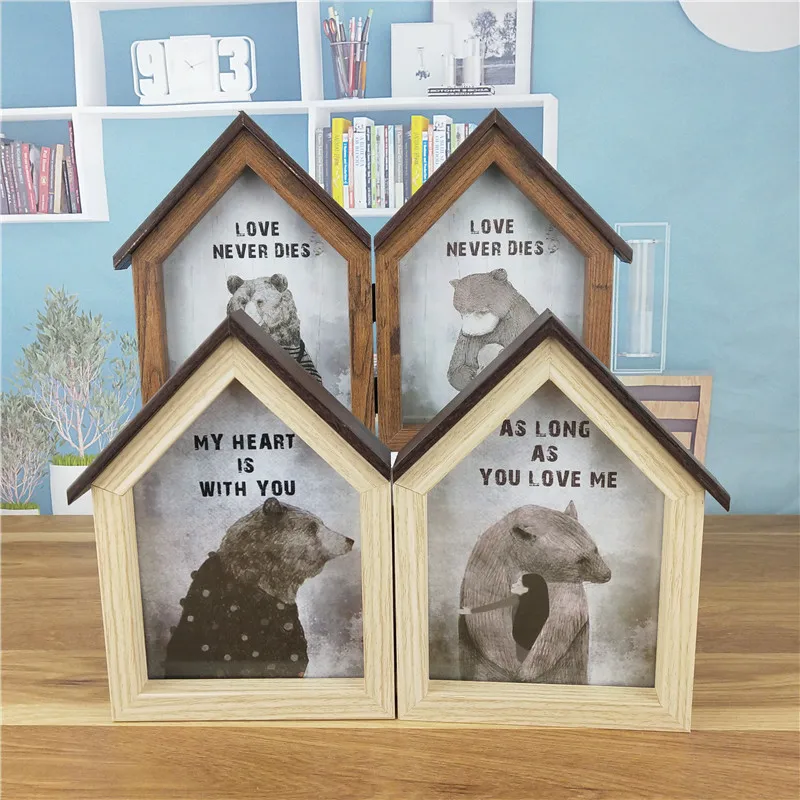 

1pcs 5*7-4*6cm folding Photo frame of solid wood Decoration Action Figures Figurine Resin handicraft Miniatures