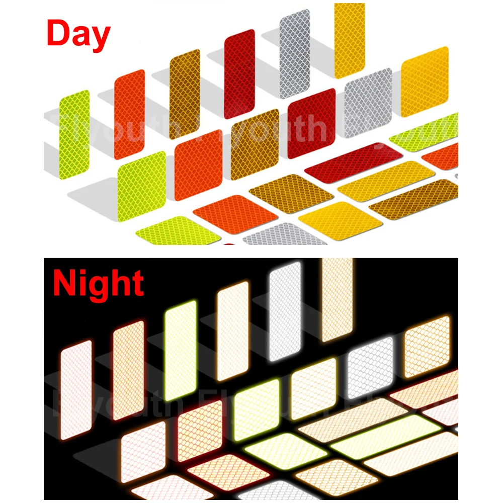 10 шт. 3X8 см/5X5 см двери автомобиля Стикеры наклейка Предупреждение лента автомобильные отражающие наклейки со светоотражающими элементами авто-Стайлинг 6 цветов предохранителем и универсальным питанием-от источника переменного или постоянного тока