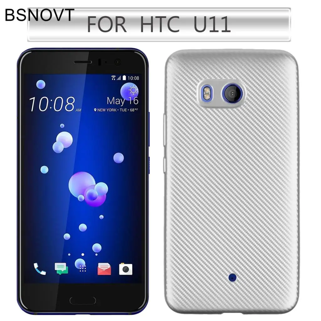 Чехол BSNOVT для htc U11, чехол для htc U 11, чехол с полной защитой из углеродного волокна, мягкий чехол из ТПУ для htc U11, чехлы для мобильных телефонов 5," { - Цвет: Silver