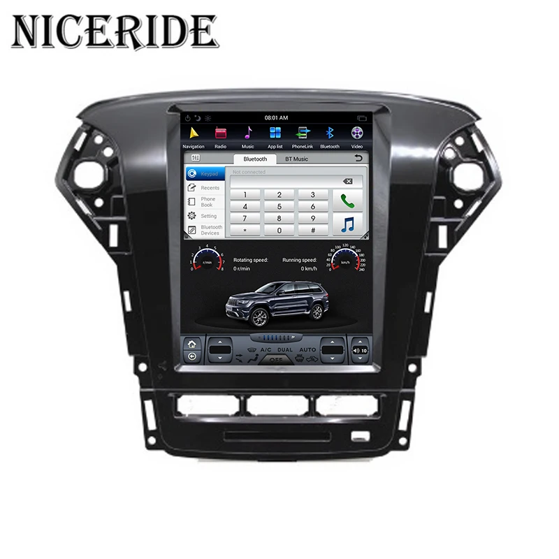 Perfect Android 7.1 GPS Navi 10.4" Vertical Screen Tesla Style Car DVD Multimedia for Ford Mondeo 2007-2012 2GB 32/64GB BT Radio wifi 1