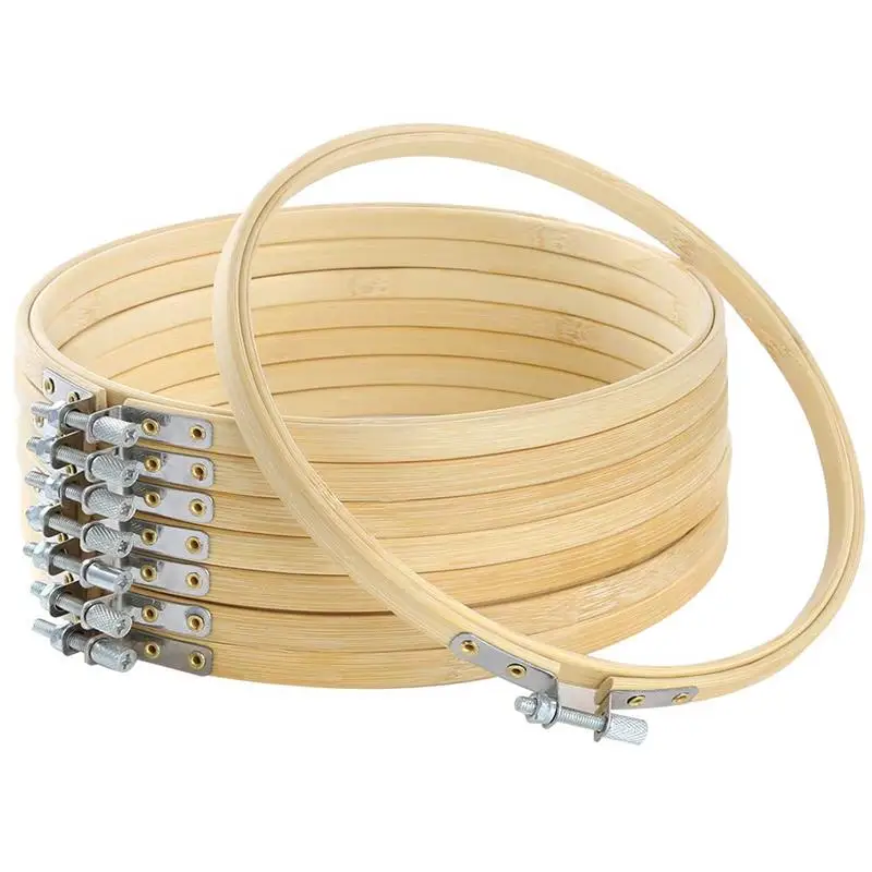 

7 Inch Embroidery Hoops Wooden Round Adjustable Bamboo Circle Cross Stitch Hoop Ring Bulk For Art Craft Handy Sewing
