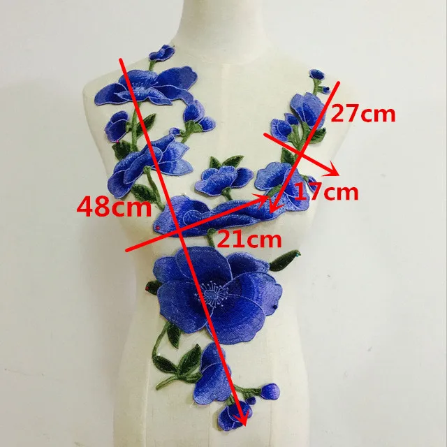 1 комплект Красивая Голубая Роза вышитый цветок цветочный воротник пришить нашивка аппликация значок бюст платье ручной работы ремесло ткань с орнаментом - Цвет: 6