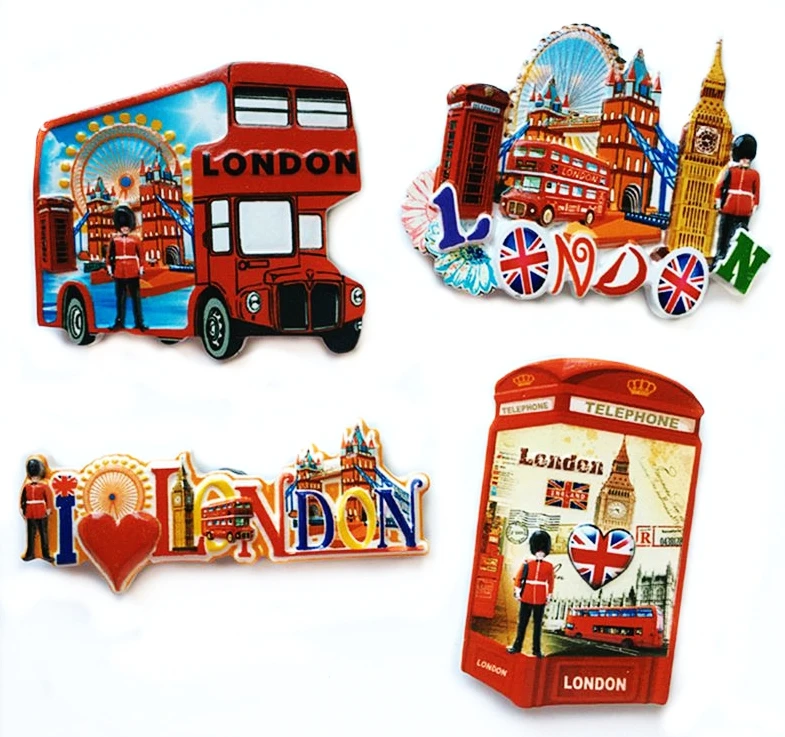 British London Bus Phone Booth Resin 3D Fridge Tourism