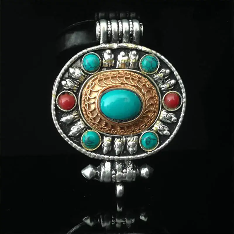

TGB220 Tibetan Antiqued Golden Flower Prayer Box Pendants Tibet Gau Amulets,Ghau