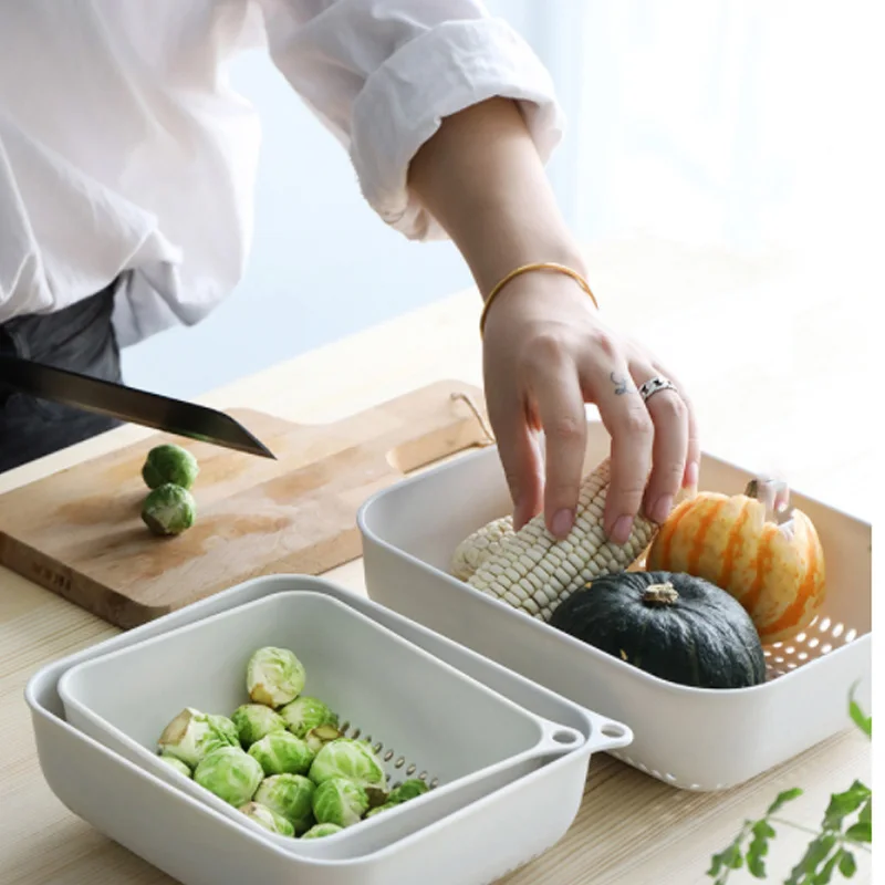

3 Pcs/Set Retractable Hollow Vegetable Basket Vegetable Drain Screen Set Kitchen Fruit Storage Basket Drain Basket Wash Basin