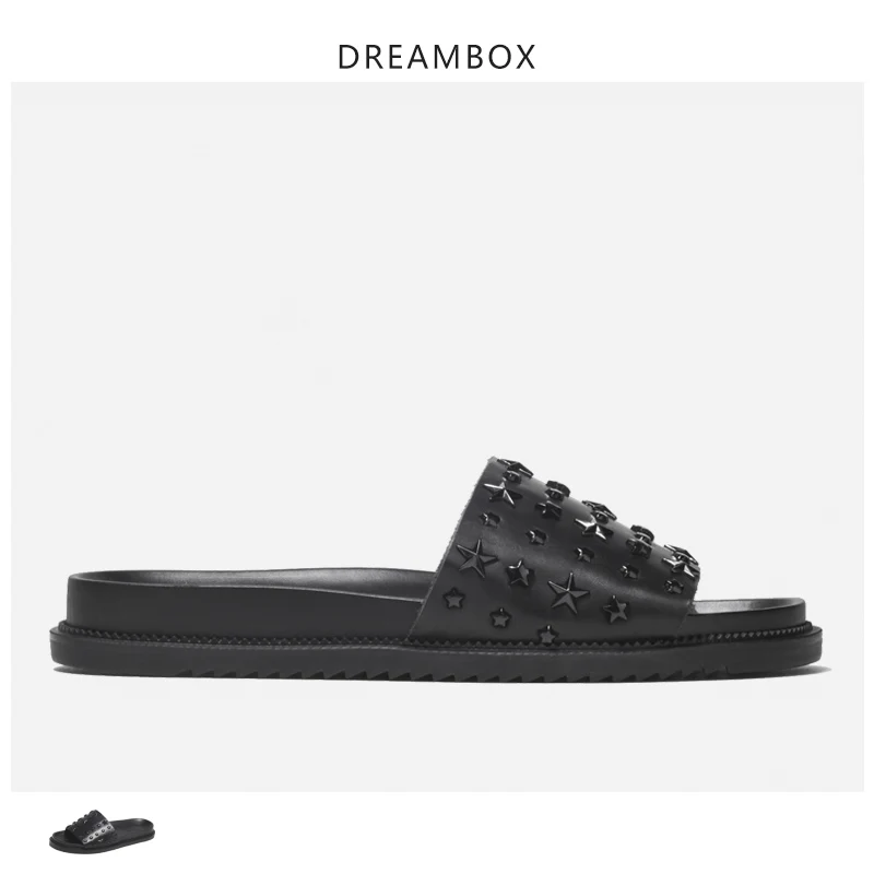 

Tide Brand Slippers Male Korean Version Of The Trend Of Wild Fashion Creative Leather Soft Bottom Anti-skid Sandals