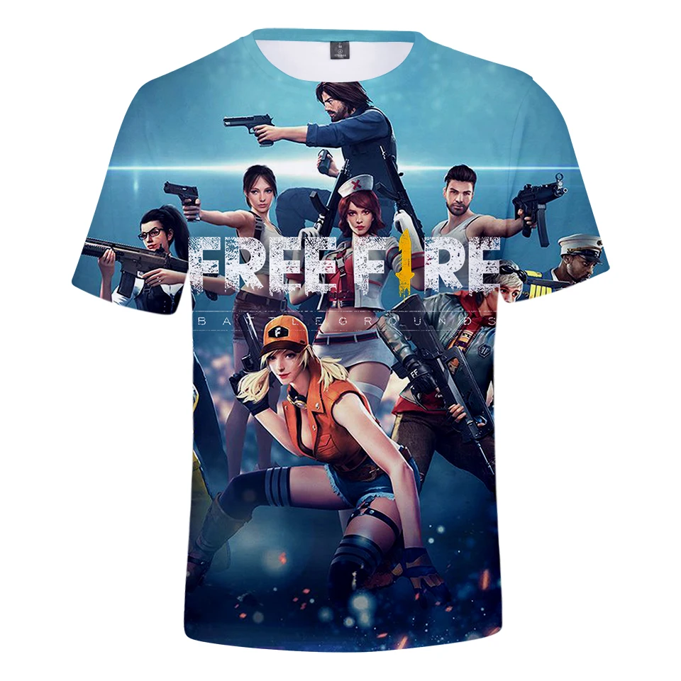 

Free Fire tshirt Frdun Tommy 3D Short Sleeve T-shirt round Collar Kpop casual 2019 New arrival O-neck Summer children Clothes