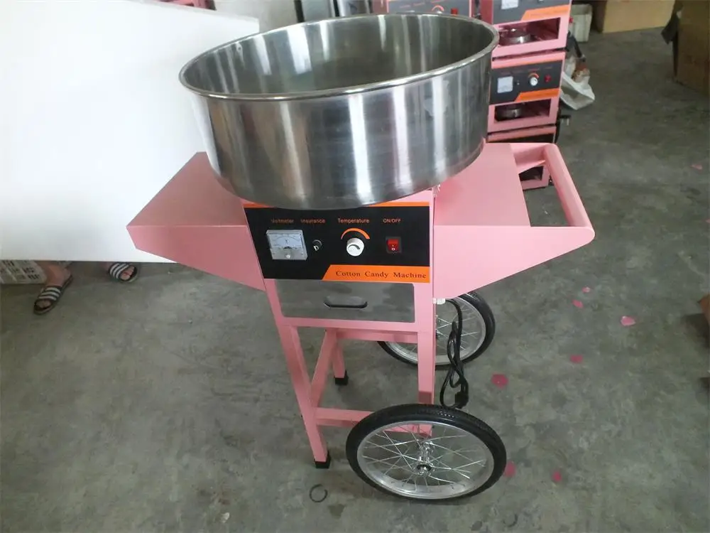 

electric stainless steel movable cotton candy machine with cart commercial electric cotton candy machine