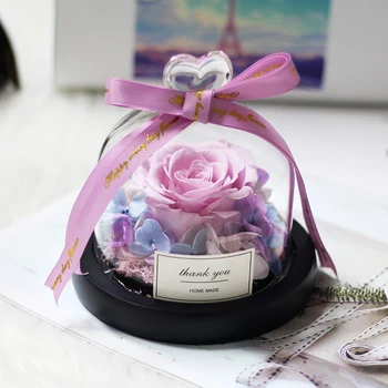 

Unique Glass Dome Rose with Lighting Real Rose and Beauty Beast Preserved Rose Valentines Day Gift