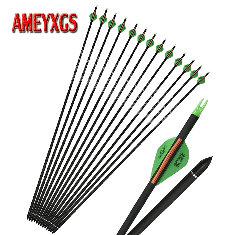 

12pcs Archery 300 Spine Carbon Arrow ID6.2mm Pure Carbon Shaft For Hunting Bow And Arrow Shooting Accessories