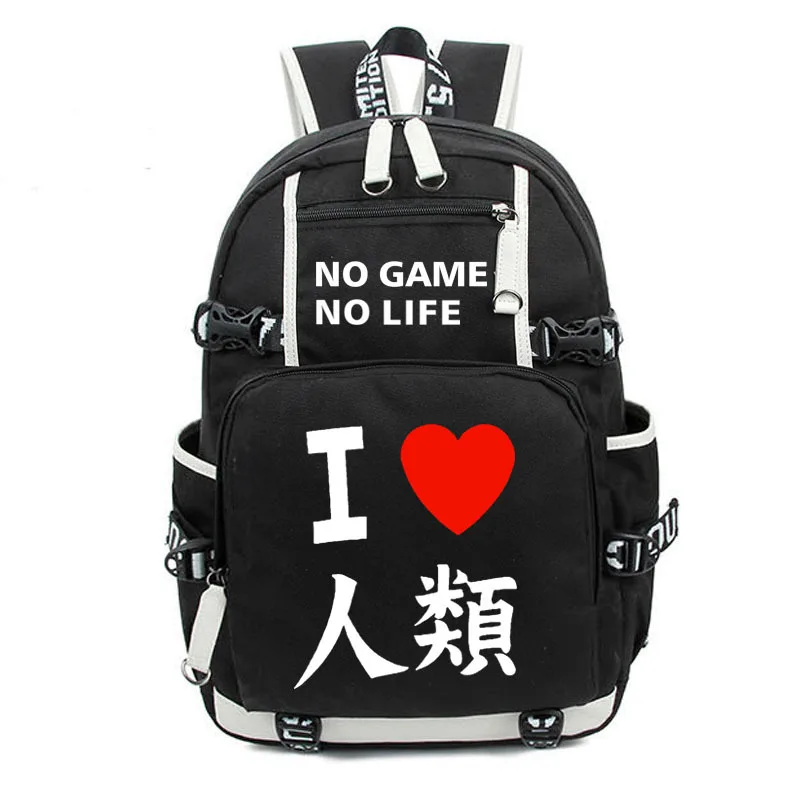 Аниме нет игры-нет жизни световой рюкзак Школьный Сумка Косплэй я люблю человека большой Ёмкость ноутбук сумки для путешествий