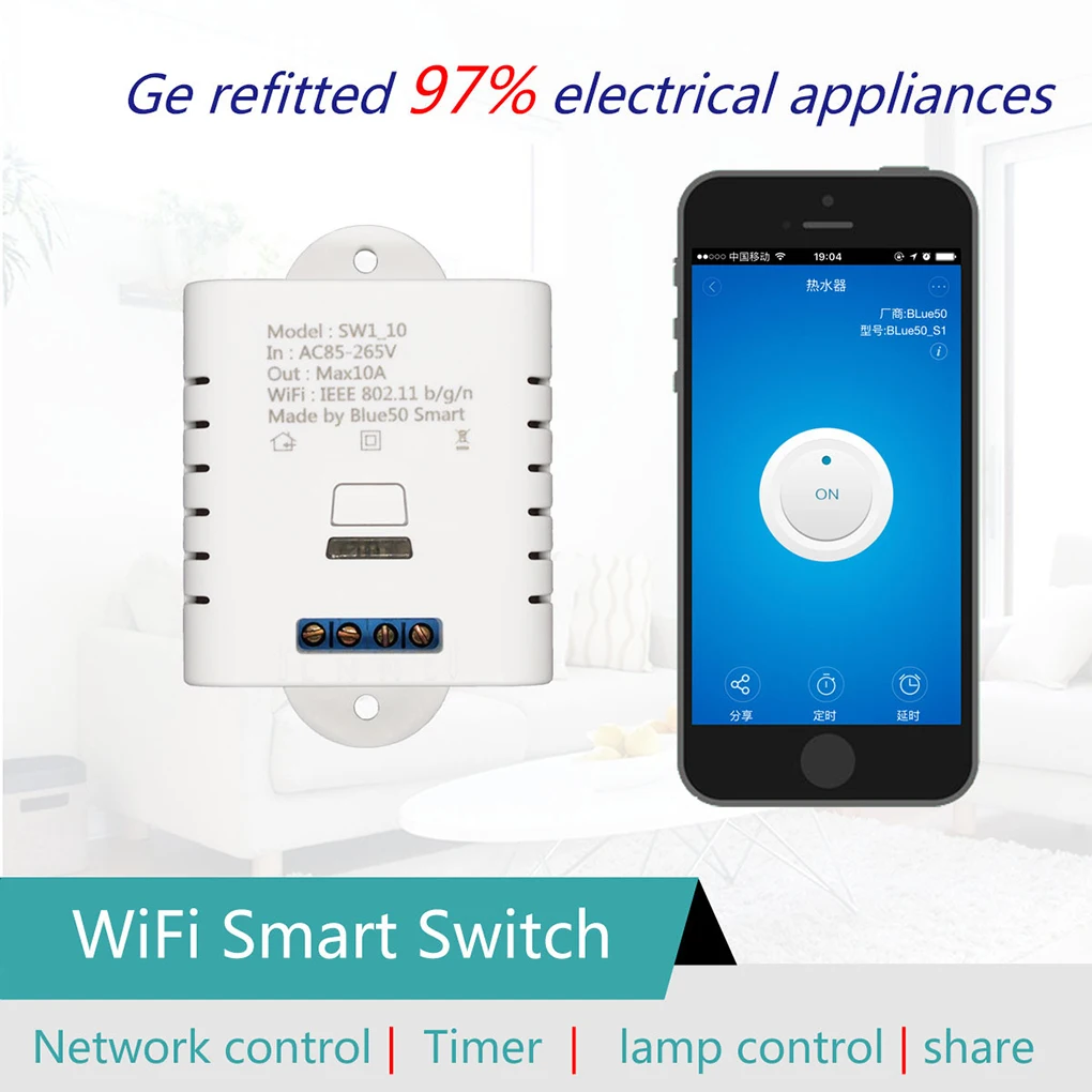 

SW1 10A/16A Wifi Wireless Smart Switch Ewelink Automation Relay Module Works with Alexa Home Automation