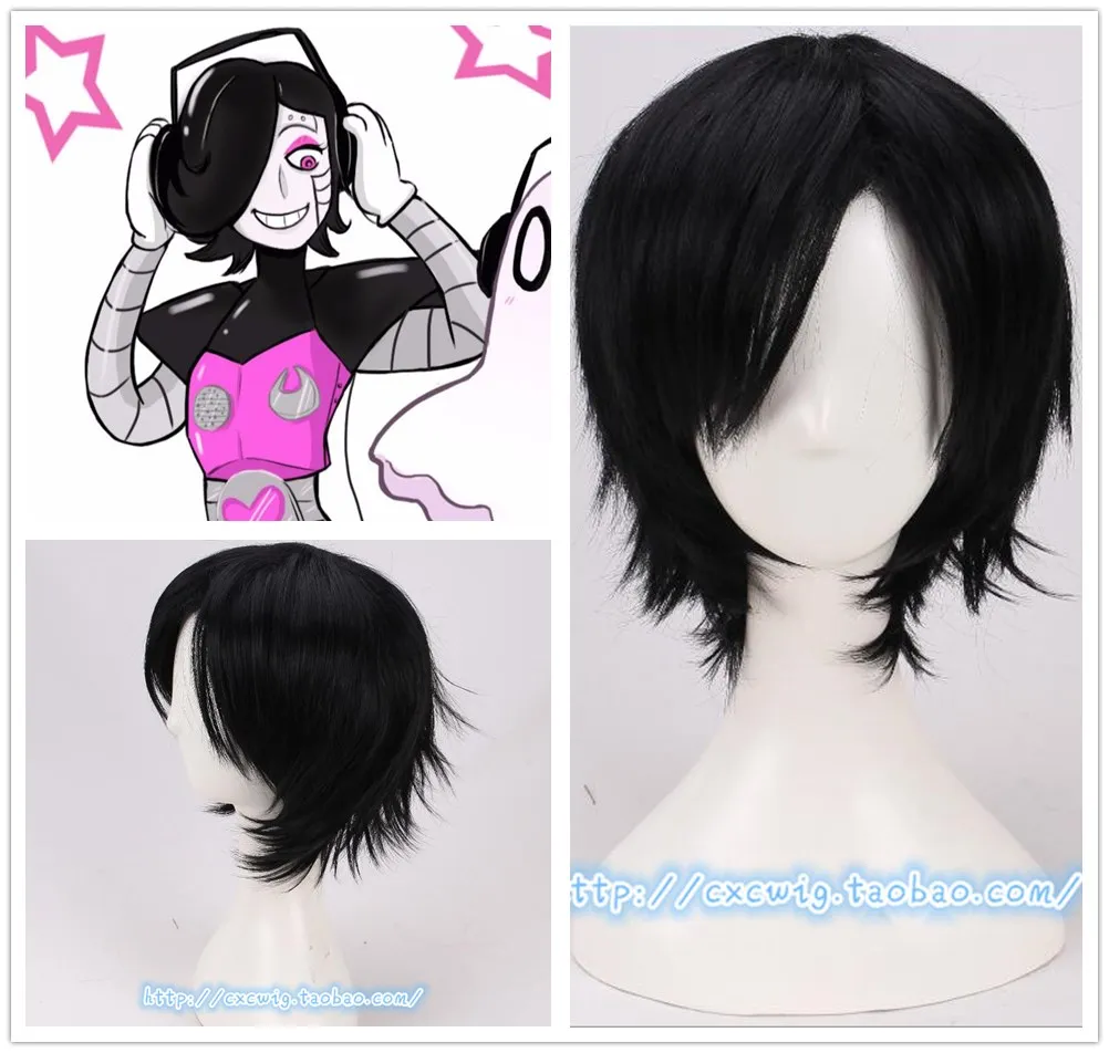 Косплей парик из игры Undertale Mettaton Женская игра ролевые короткие черные волосы