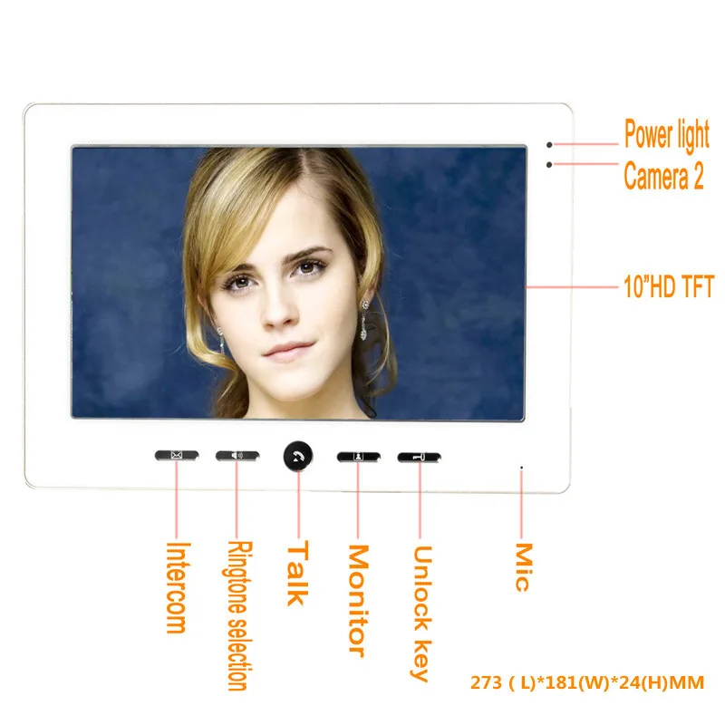 10 дюймов TFT Цвет видео-телефон двери вызывное устройство с дверным звонком на Системы Kit ИК Камера монитор домофона со спикерфоном для видео