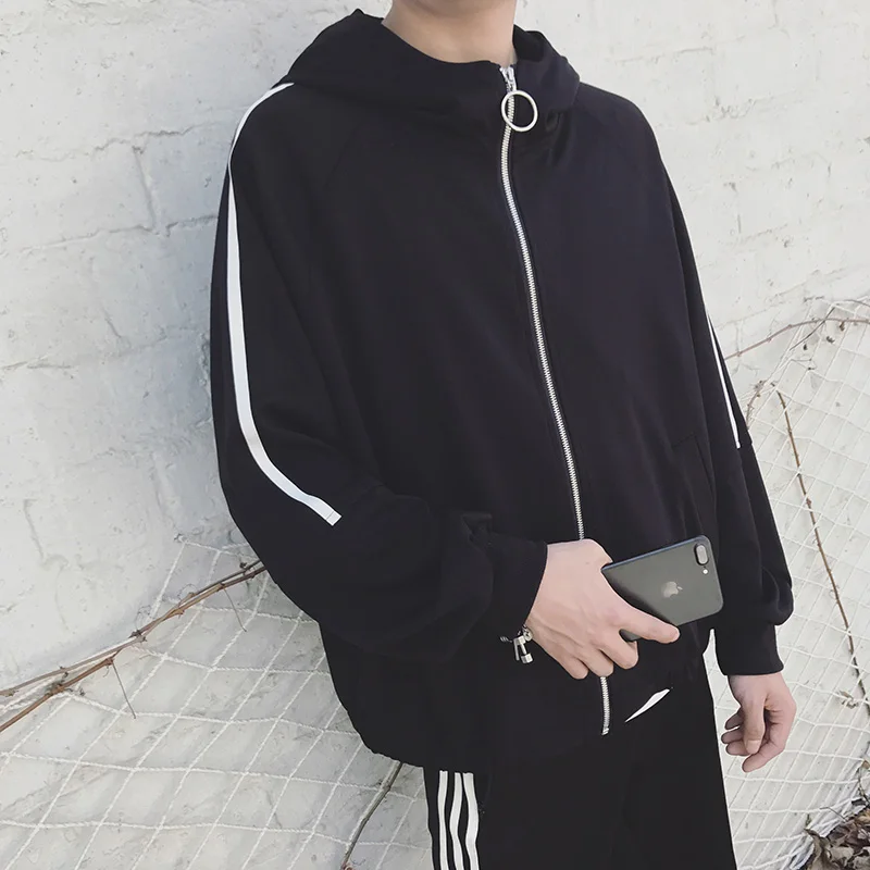 

2019 Fashion Casual Korean Streetwear Designer Clothes White Black Coat Men Hoodies Jacket