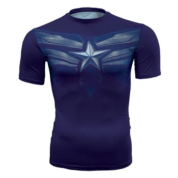 

2017 Summer Hi-Q Quick-dry Fitness Men's T-shirt Short Sleeve Men Tees The Avengers Captain America Winter Soldier Prints