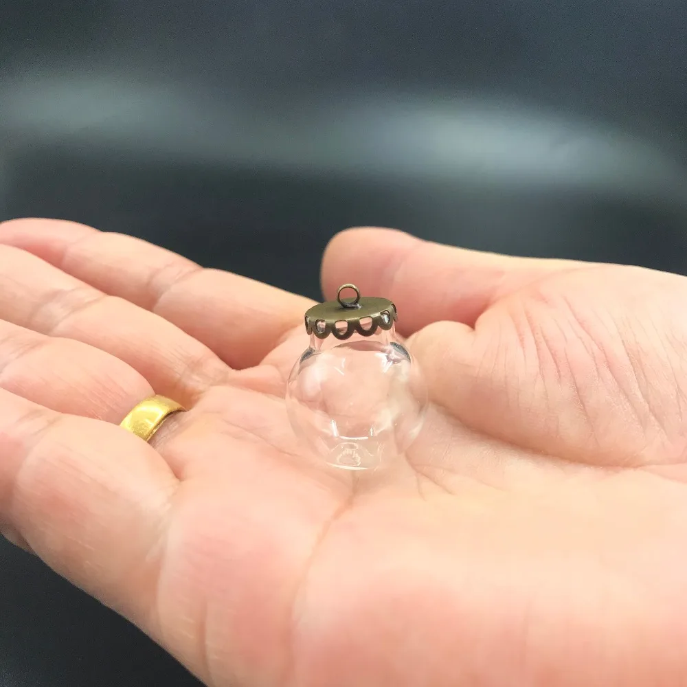 20x12mm Mini Terrarium glass globe bubble bronze base tray necklace lanugo vial pendant DIY wishing bottle wed decor gift 100pcs | Дом и сад