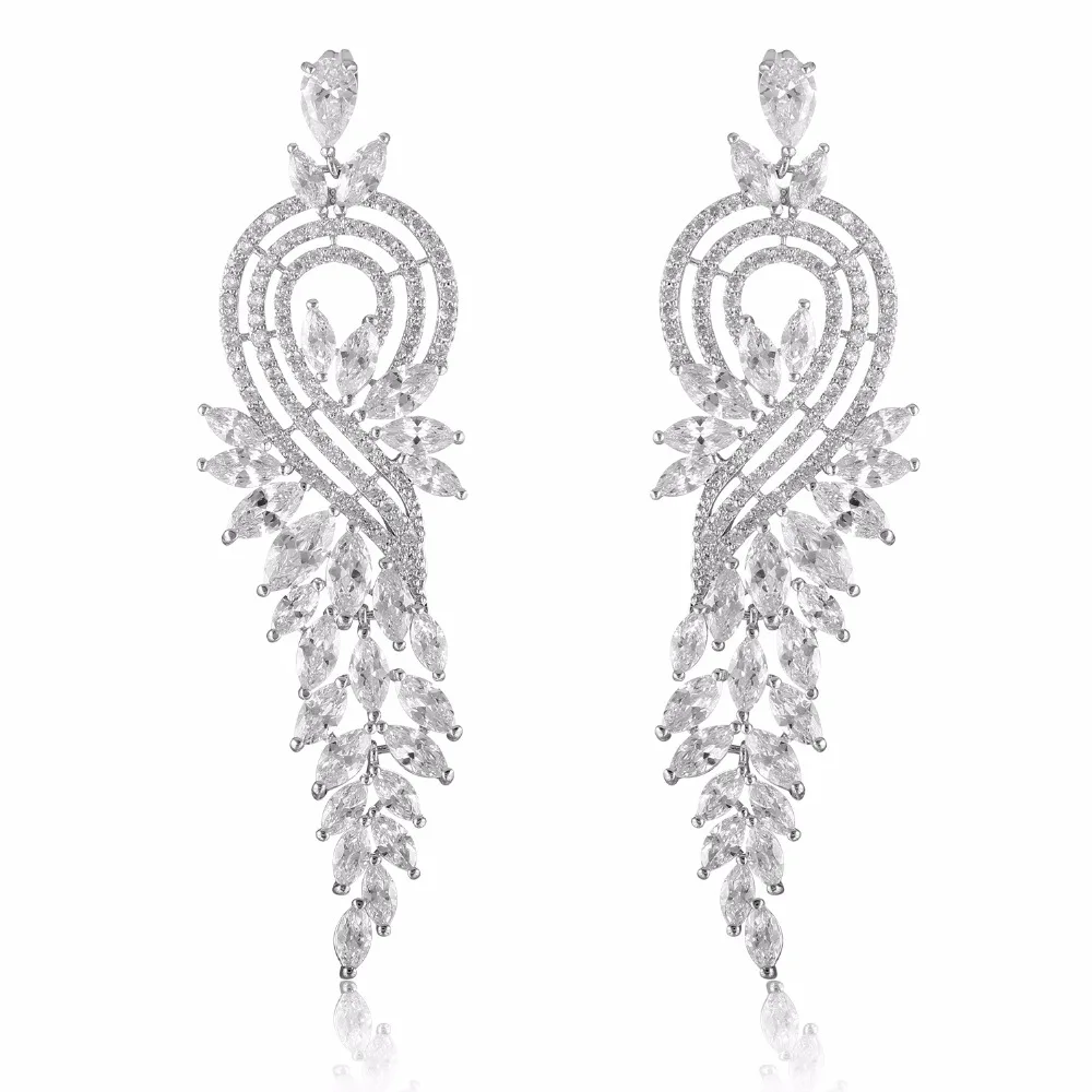 

GrayBirds Luxury Earrings For Lady AAA Cubic Zirconia Brilliant Long Drop Earrings Wedding Dress Party MLE033