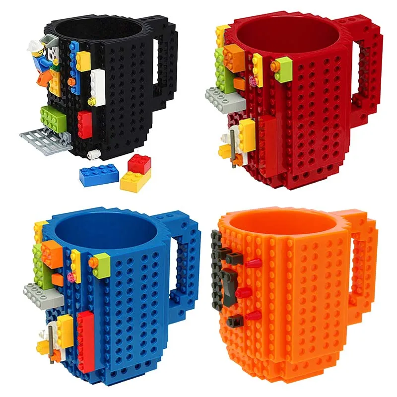 

12oz Build-On Brick Mug Type Creative Building Blocks Coffee Cup DIY Block Puzzle Mug Portable Drinkware Drinking Mug 6 Colors