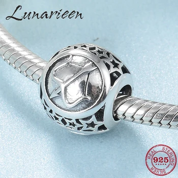 

12 Constellation Sagittarius Zodiac Beads 925 Sterling Silver Hollow Star Fit Original Pandora Charm Bracelet Jewelry making