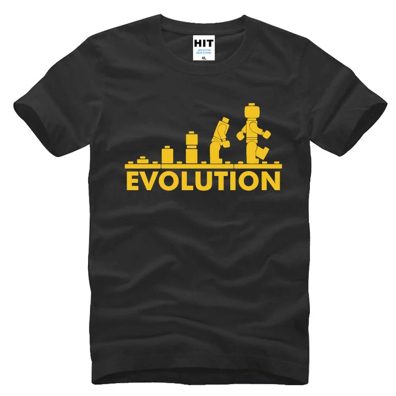 

LEGO Robot EVOLUTION T Shirt Funny Printed Sheldon Cooper T Shirts Men Short Sleeve O-Neck Cotton Men Clothing Tops