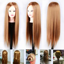 

24" Long Golden Hair Training Head Female dolls head with hair Manikin 100% Heat Resistant Synthetic Fiber Mannequin Head