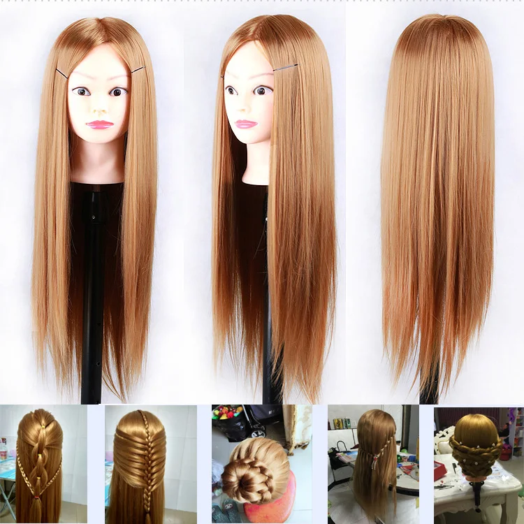 Doll Head 26 Long Hair Hairdressing Training Mannequin Matt Heat