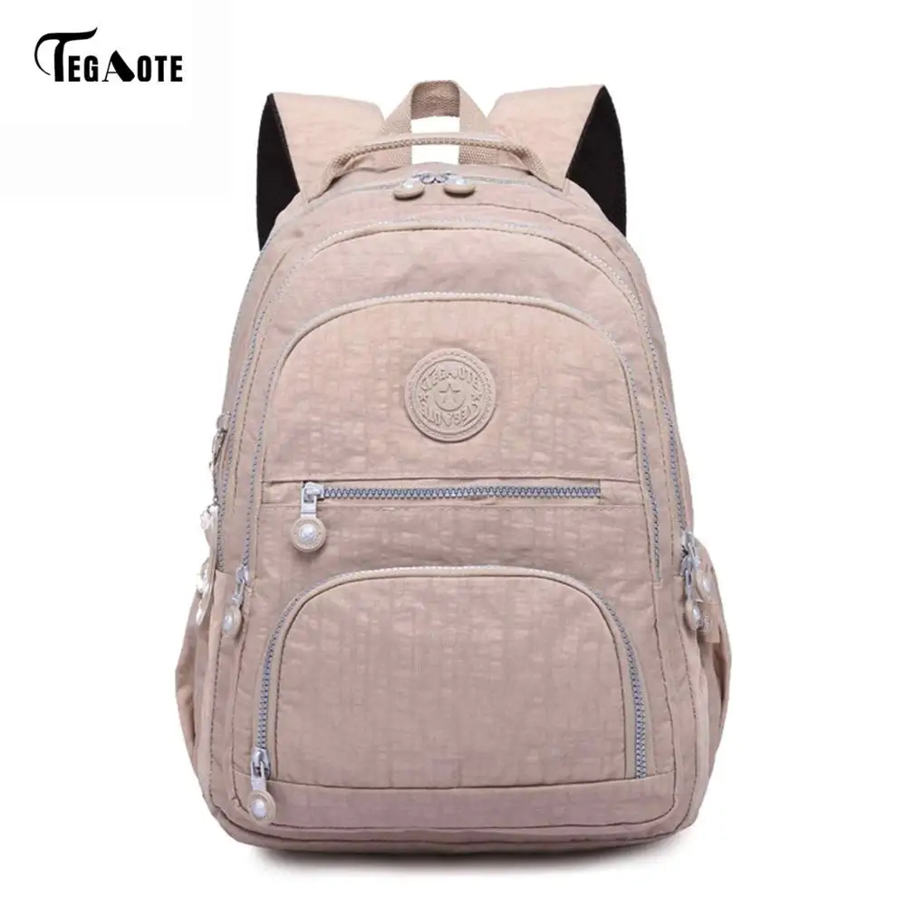 Хаки TEGAOTE, школьный рюкзак для девочек-подростков, Mochila Feminina, женские рюкзаки, нейлоновый водонепроницаемый повседневный рюкзак для ноутбука, женский рюкзак - Цвет: Хаки