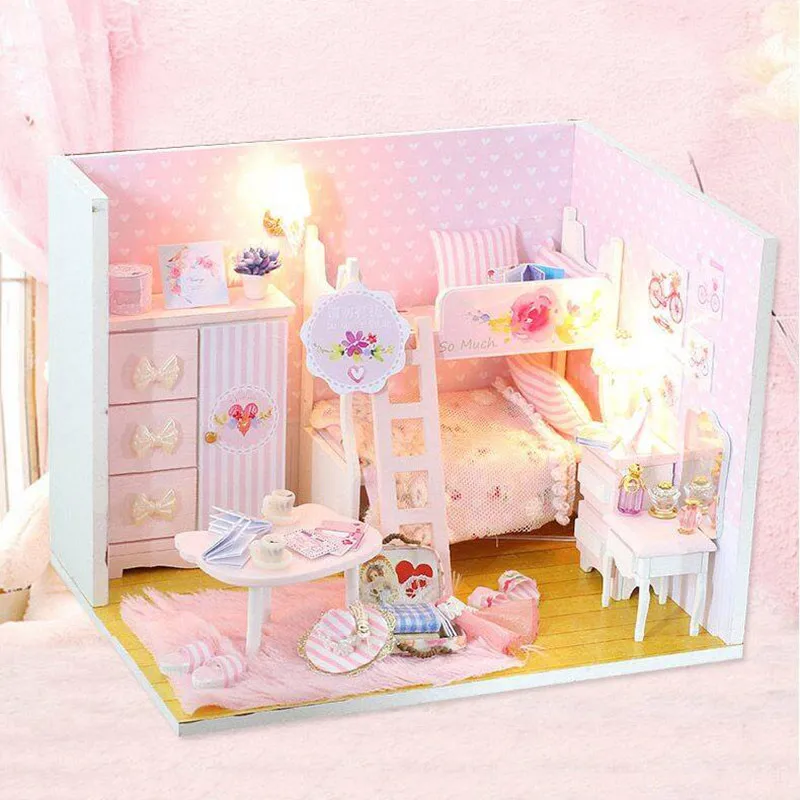 الاطفال الفتيات DIY بيت الدمية دمية منازل المنمنمات دمية مجموعة اثاث عدة لعب للأطفال هدية عيد ميلاد