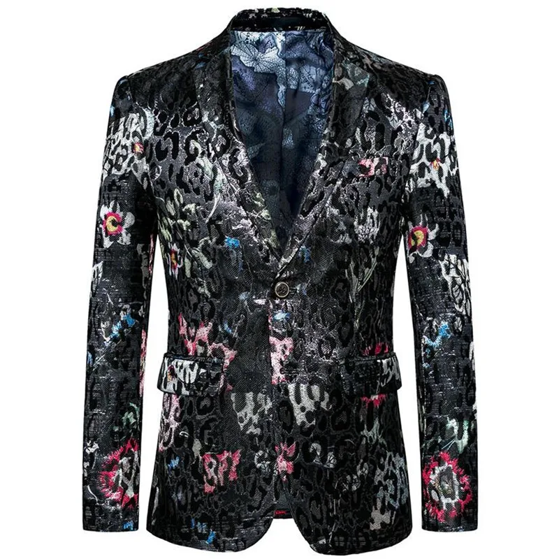  Blazer Men 2017 Autumn Fashion Men Suit Flower Pattern Unique Mens Floral Blazer M- 5XL  Casual Blazers For Men XZ888