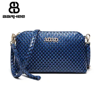 

BARHEE Mini Crossbody Bag for Women PU Patent Leather Ladies Clutch Handbag Fashion Embossed Pattern Blue Black Phone Purse