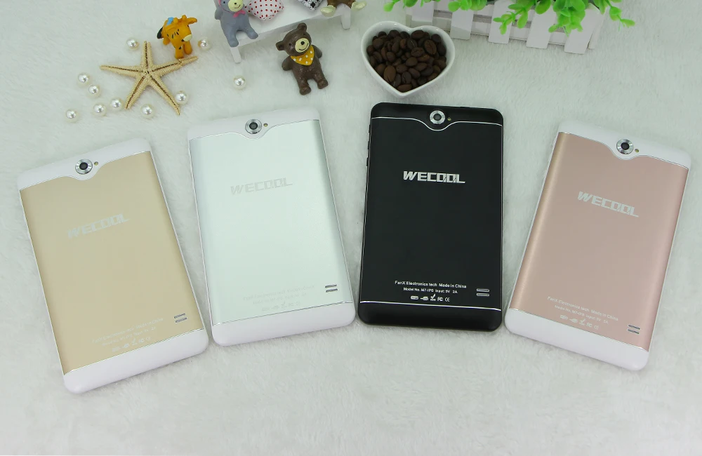 WeCool 7 дюймов Android 3g телефонный звонок планшетный ПК с ips 1024X600 разрешение четырехъядерный двойной слот для sim карты и WCDMA gps FM Phablet 4 цвета