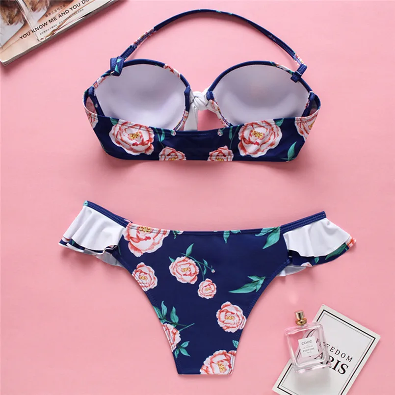 Sexy Women Underwear Set lovely Print Push-Up Pad Sport Bathing Sport Bra Set Summer Clothes Tankini Set Sujetador 35DE26 (1)
