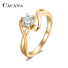 CACANA Cubic Zirconia Rings For Women Surround S Type Trendy Zinc Alloy Rings Jewelry Bijouterie Wholesale NO.R515