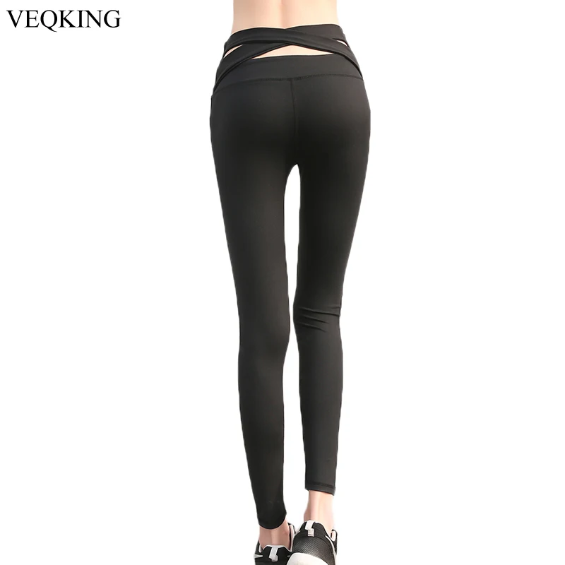 

[Clearance] High Waist Cross Back Yoga Pants Women Black Quick Dry Fitness Leggings Running Gym Tights Yoga Sport Legging Femme