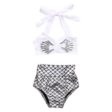 Г. 2 типа, танкини для маленьких девочек, комплект бикини, купальный костюм с принтом в виде ракушки русалки, купальный костюм Пляжная одежда для девочек