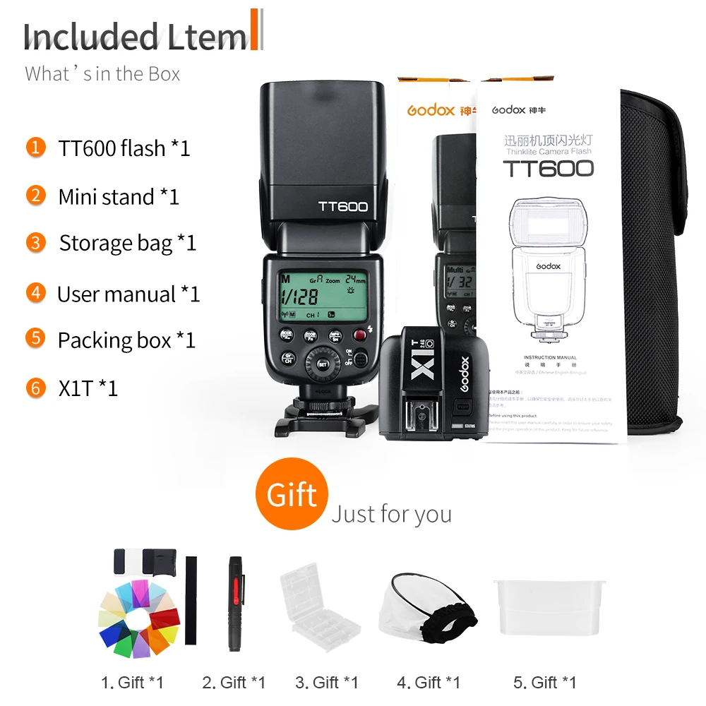 Godox TT600 2 4G Беспроводная вспышка для камеры Speedlite + X1T C/N/F передатчик беспроводной
