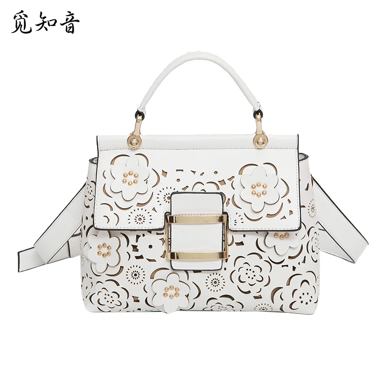 

Fashion New Women Handbags High Quality Pu Leather Women Bag Hollow Flowers Big Tote Bag Portable Shoulder Messenger Bag