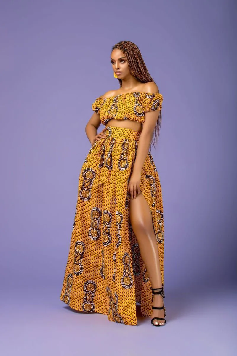 ankara maxi skirt and crop top