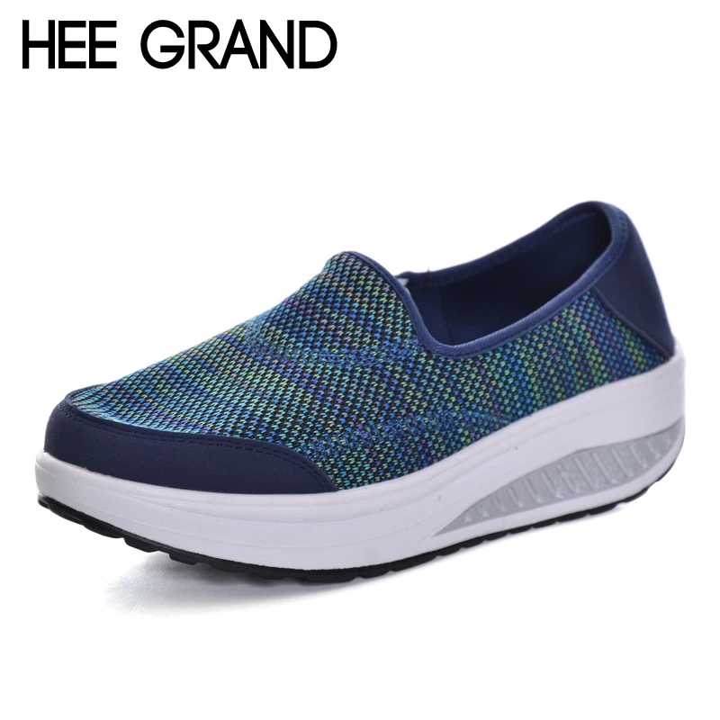 

HEE GRAND Women Creppers Loafers Shoes Casual Breathable Mesh Shoe for Woman Platform Swing Flats XWD5964